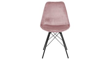 Vierfußstuhl Actona group aus Stoff in Pink Polsterstuhl Eris altrosa Samt Vic 18 & schwarze Metallfüße