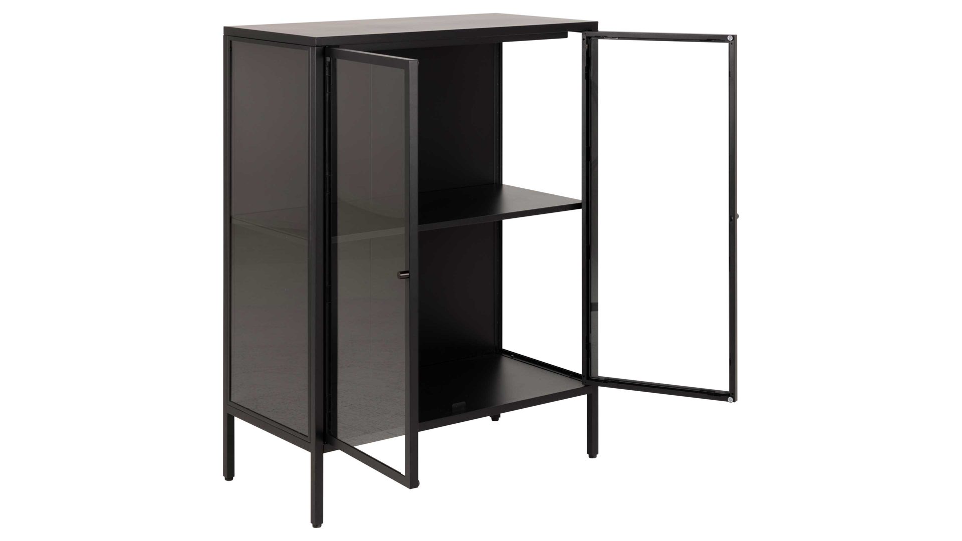 Vitrine Actona group aus Metall in Schwarz Metallmöbel Newcastle - Vitrine Schwarz & Klarglas - zwei Türen, Höhe ca. 99 cm