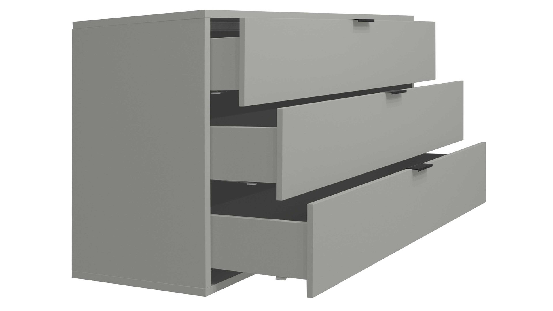 Schubladenkommode Mäusbacher i.i. aus Holz in Hellgrau Kommodenserie Bonnie - Schubladenkommode kreidegrauer Mattlack - drei Schubladen, Breite ca. 119 cm