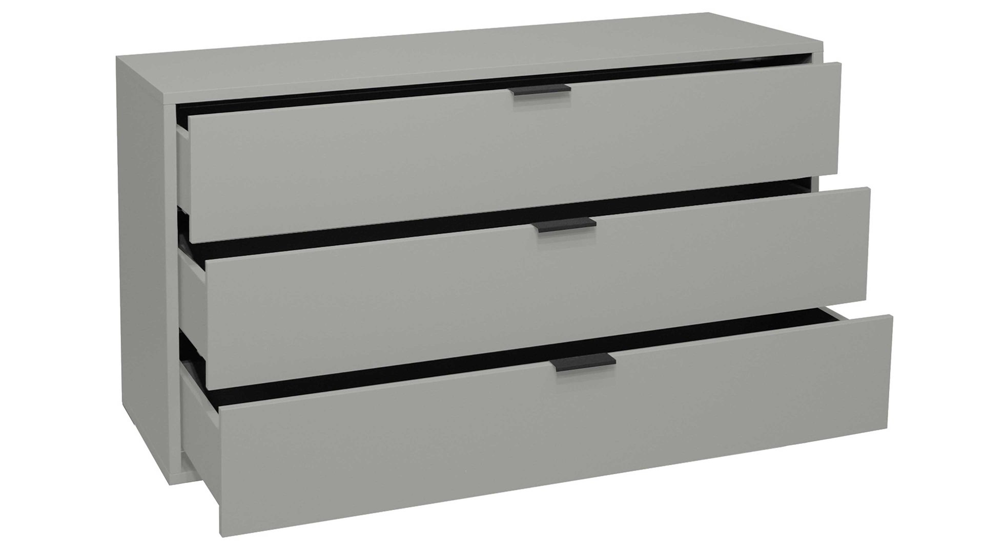 Schubladenkommode Mäusbacher aus Holz in Hellgrau Kommodenserie Bonnie - Schubladenkommode kreidegrauer Mattlack - drei Schubladen, Breite ca. 119 cm