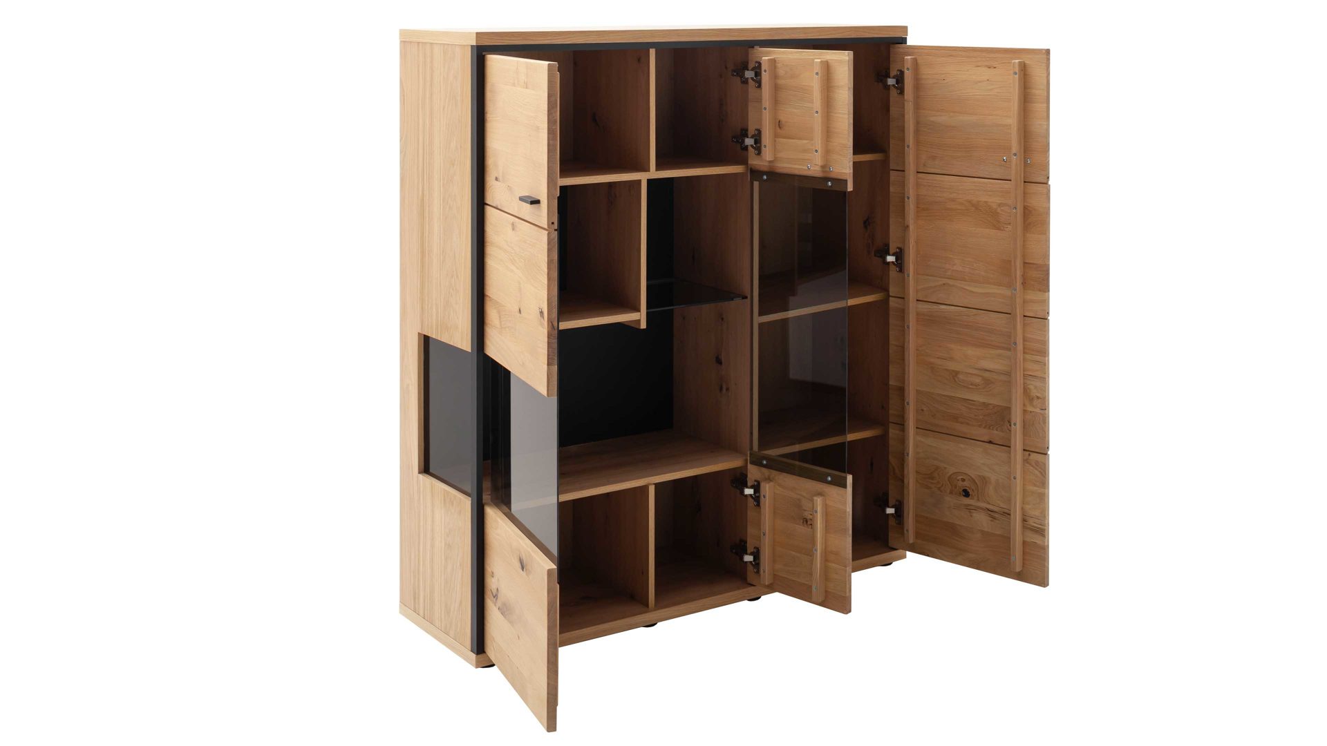 Highboard Mca direkt aus Holz in Holzfarben Wohnprogramm Bari - Highboard Asteiche Bianco – eine Tür, Breite ca. 123 cm