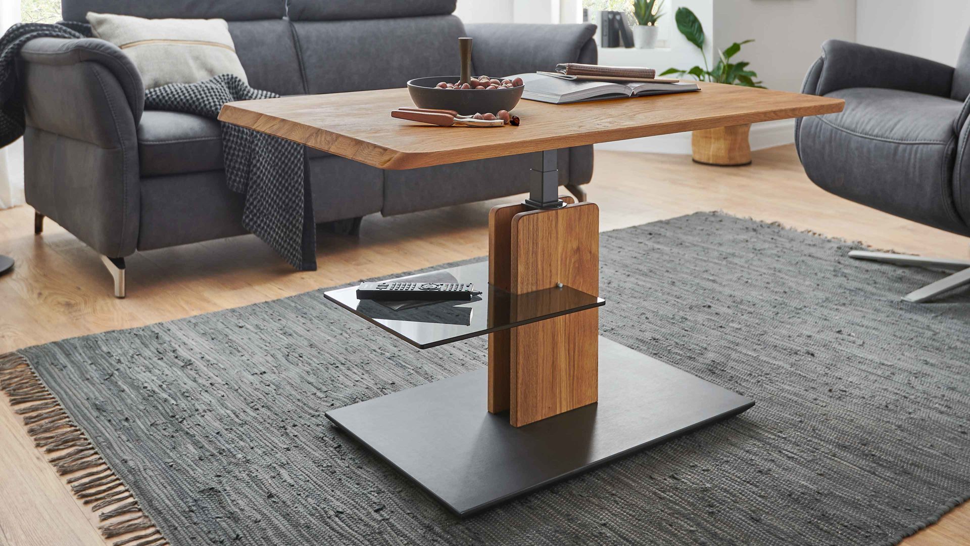 Couchtisch Vierhaus aus Holz in Holzfarben vierhaus Lift-Couchtisch Wildeiche & Anthrazit - ca. 110 x 65 cm