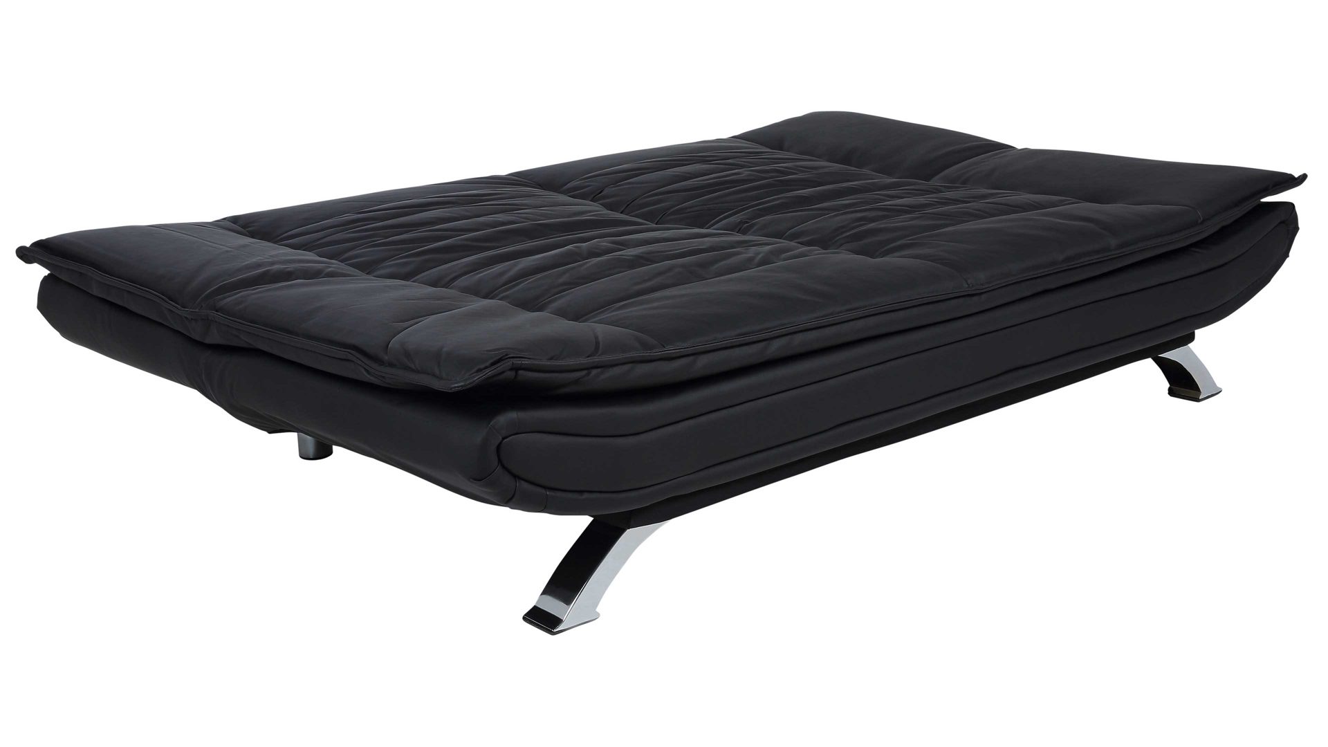Schlafsofa Actona group aus Stoff in Schwarz Schlafsofa Faith - Schlafcouch als vielseitiges Polstermöbel schwarzes Kunstleder & Chromfüße