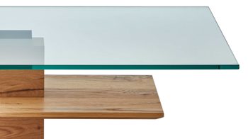 Couchtisch Venjakob aus Glas in Transparent VENJAKOB Couchtisch 4420 Klarglas & rustico hell geölte Eiche - ca. 115 x 70 cm