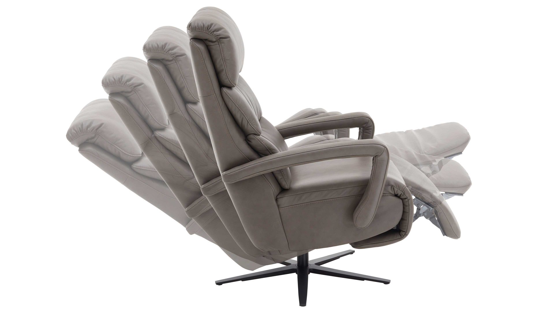 Relaxsessel comfortmaster besser sitzen, liegen, leben aus Leder in Grau Comfortmaster CM-HU1060 – Relaxsessel B steingraues LongLife-Leder Vivre & Sternfuß V1S