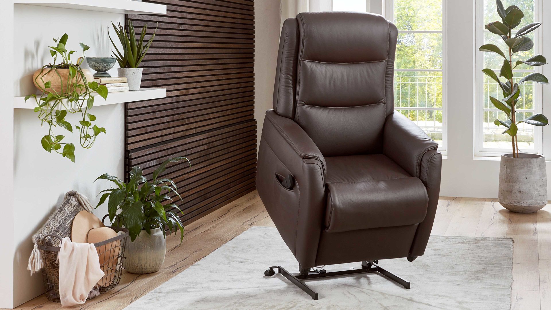 Fernsehsessel OrthoSedis aus Leder in Braun OrthoSedis OS-HU1111 - TV-Sessel A4 zwei Motoren - schokofarbenes Leder Torro