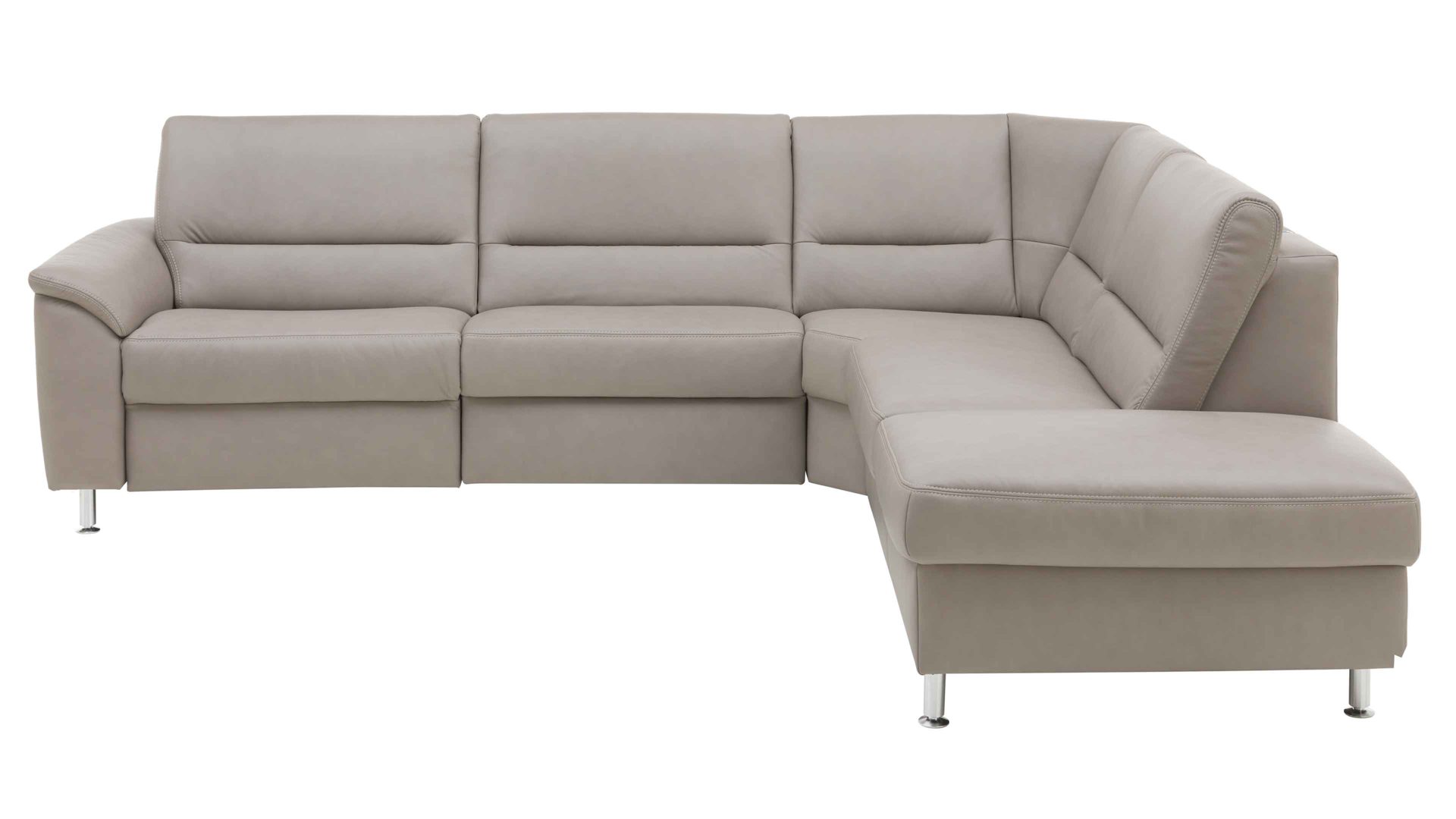 Ecksofa modulmaster aus Leder in Hellgrau Modulmaster MM-PN1102 - Ecksofa granitfarbenes Leder Torro & Alufüße - Stellfläche ca. 264 x 249 cm