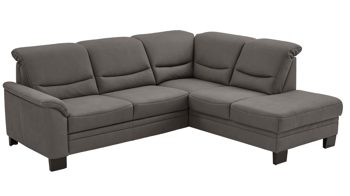Ecksofa modulmaster aus Stoff in Grau Modulmaster MM-PP1133 - Ecksofa graue Mikrofaser Mammut & schwarze Metallfüße - Stellfläche ca. 254 x 212 cm
