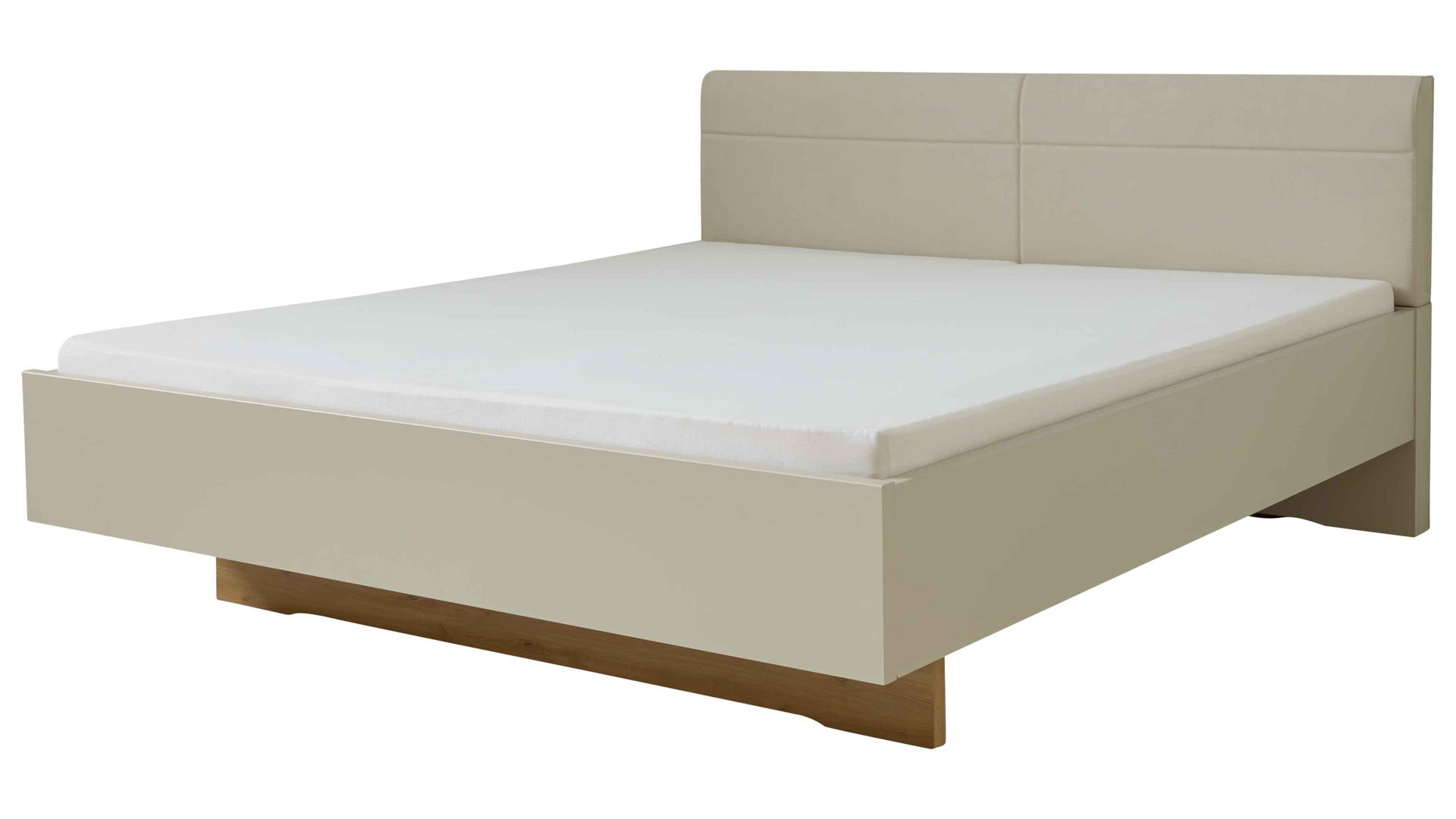 Möbelbeleuchtung Interliving aus Holz in Hellgrau Interliving Schlafzimmer Serie 1026 – Komplettzimmer mit Beleuchtung Champagner & Eiche bianco - Liegefläche ca. 180 x 200 cm