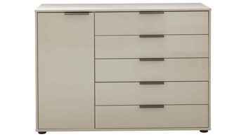 Kombikommode Interliving aus Holz in Hellgrau Interliving Schlafzimmer Serie 1026 – Kombikommode 231 Champagner & Eiche bianco - fünf Türen, eine Schublade, Breite ca. 120 cm