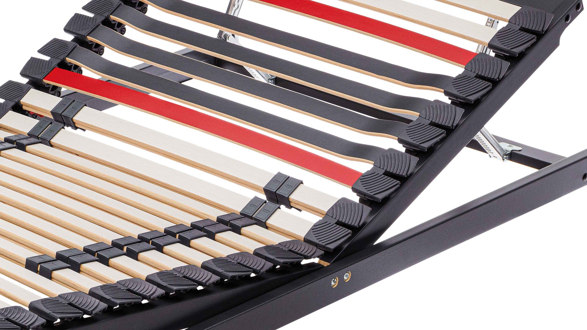 Lattenrost Interliving aus Holz in Anthrazit Interliving Lattenrost Serie 1950 mit Hebehilfe mit Hebehelfe manuell verstellbar – Liegefläche ca. 80 x 220 cm