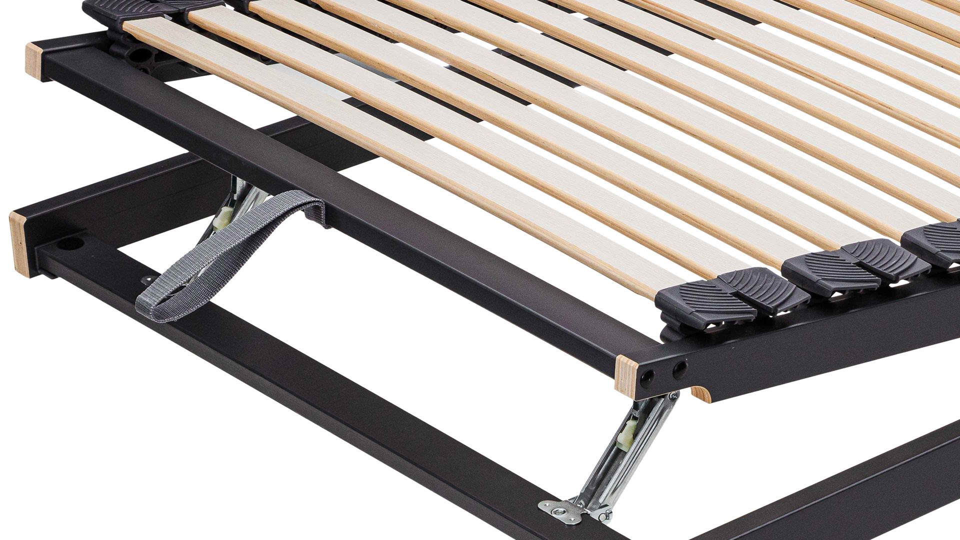 Lattenrost Interliving aus Holz in Anthrazit Interliving Lattenrost Serie 1950 - V6555 mit Hebehelfe manuell verstellbar – Liegefläche ca. 80 x 220 cm