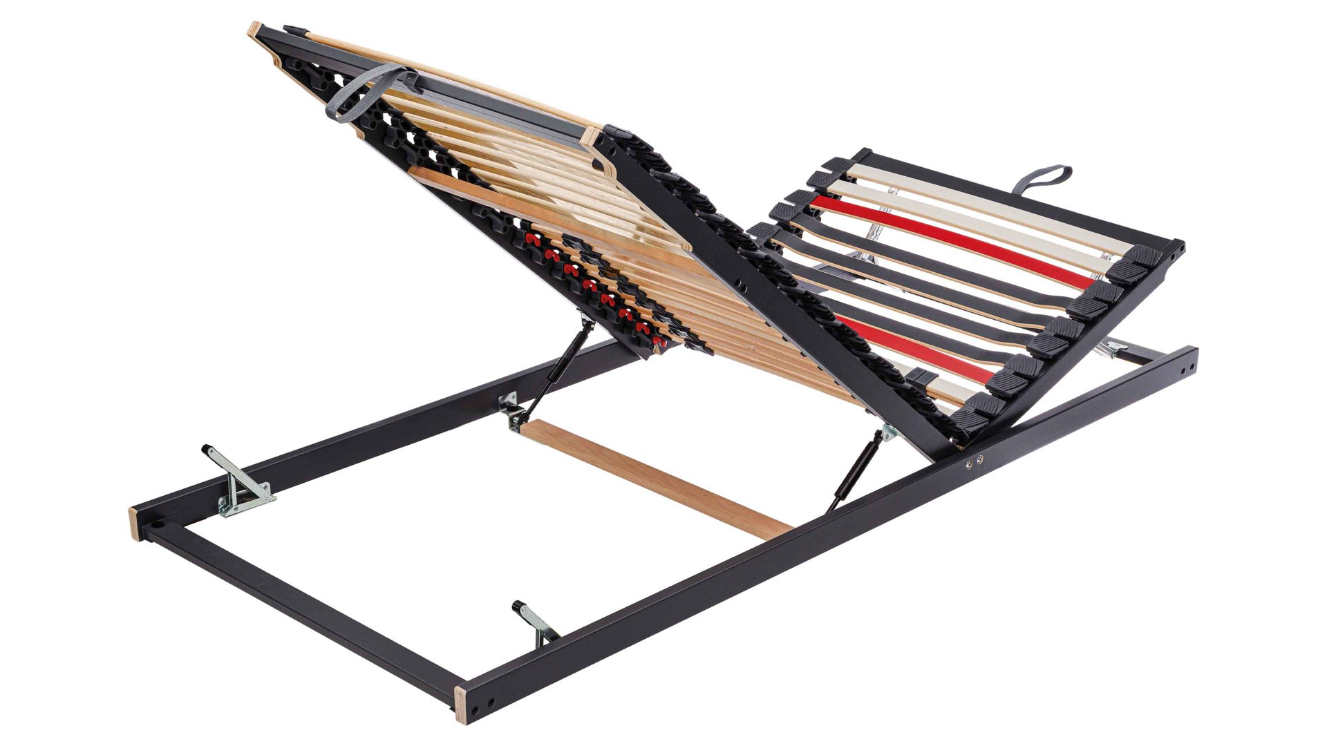 Lattenrost Interliving aus Holz in Anthrazit Interliving Lattenrost Serie 1950 - V6555 mit Hebehilfe manuell verstellbar – Liegefläche ca. 100 x 200 cm