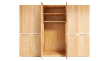 Möbelbeleuchtung Interliving aus Holz in Holzfarben Interliving Schlafzimmer Serie 1028 – Komplettzimmer mit Beleuchtung Erle & Carbon - Liegefläche ca. 180 x 200 cm