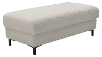 Polsterhocker Interliving aus Stoff in Weiß Interliving Sofa Serie 4054 – XXL-Hocker naturweiße Chenille & schwarze Metallfüße – ca. 130 x 60 cm