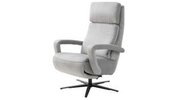 Relaxsessel Interliving aus Stoff in Hellgrau Interliving Sofa Serie 4541 – Relaxsessel manuell - silberfarbener Velours Joyce & Sternfuß V4S