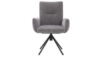 Polsterstuhl Interliving aus Stoff in Grau Interliving Esszimmer Serie 5504 - Armlehnstuhl grauer Bezug Concrete DCT 99 & schwarzer Drehfuß S 349