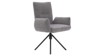 Polsterstuhl Interliving aus Stoff in Grau Interliving Esszimmer Serie 5504 - Armlehnstuhl grauer Bezug Concrete DCT 99 & schwarzer Drehfuß S 349