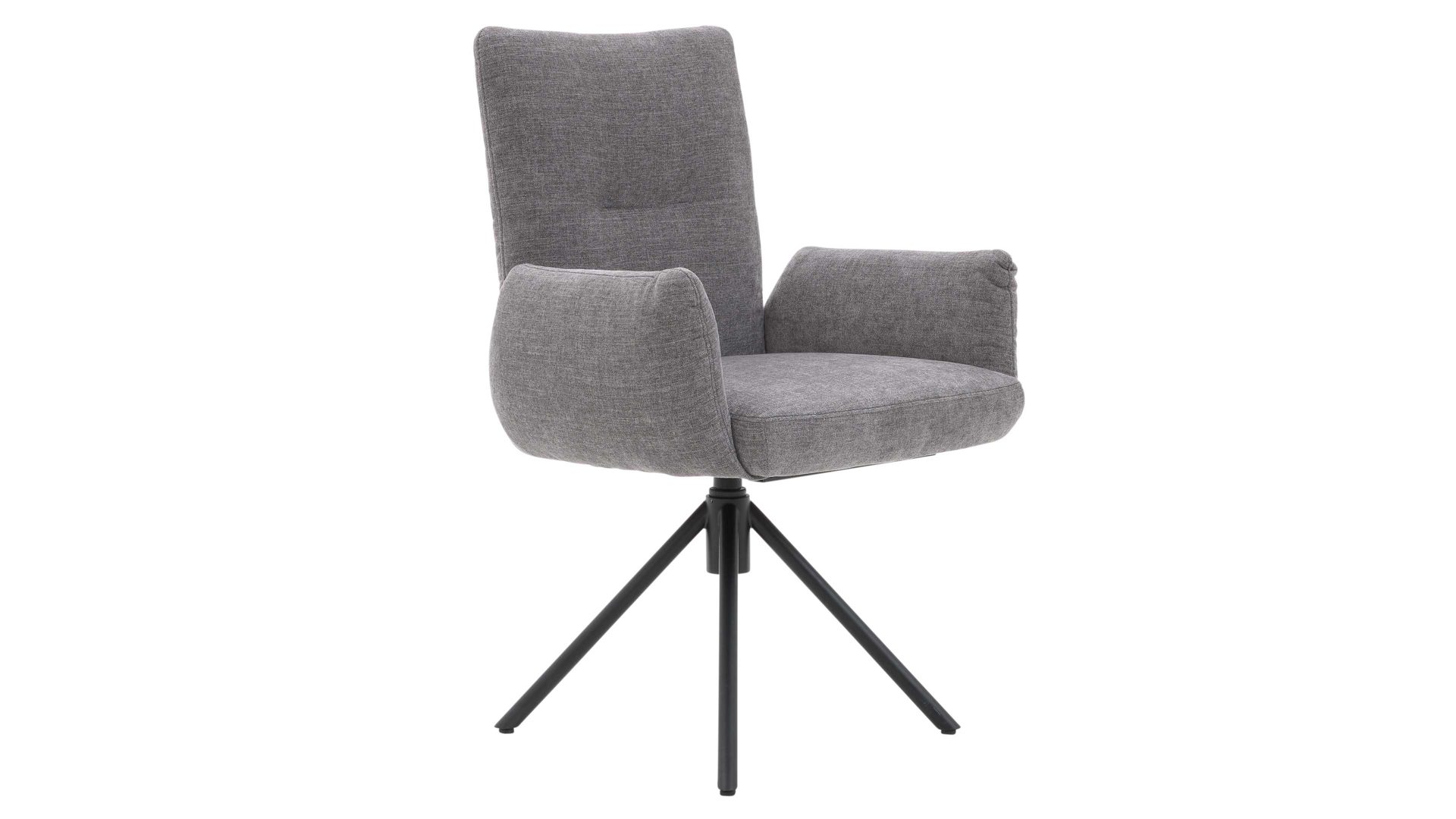 Polsterstuhl Interliving aus Stoff in Grau Interliving Esszimmer Serie 5504 - Armlehnstuhl grauer Bezug Concrete DCT 99 & schwarzer Drehfuß S 349