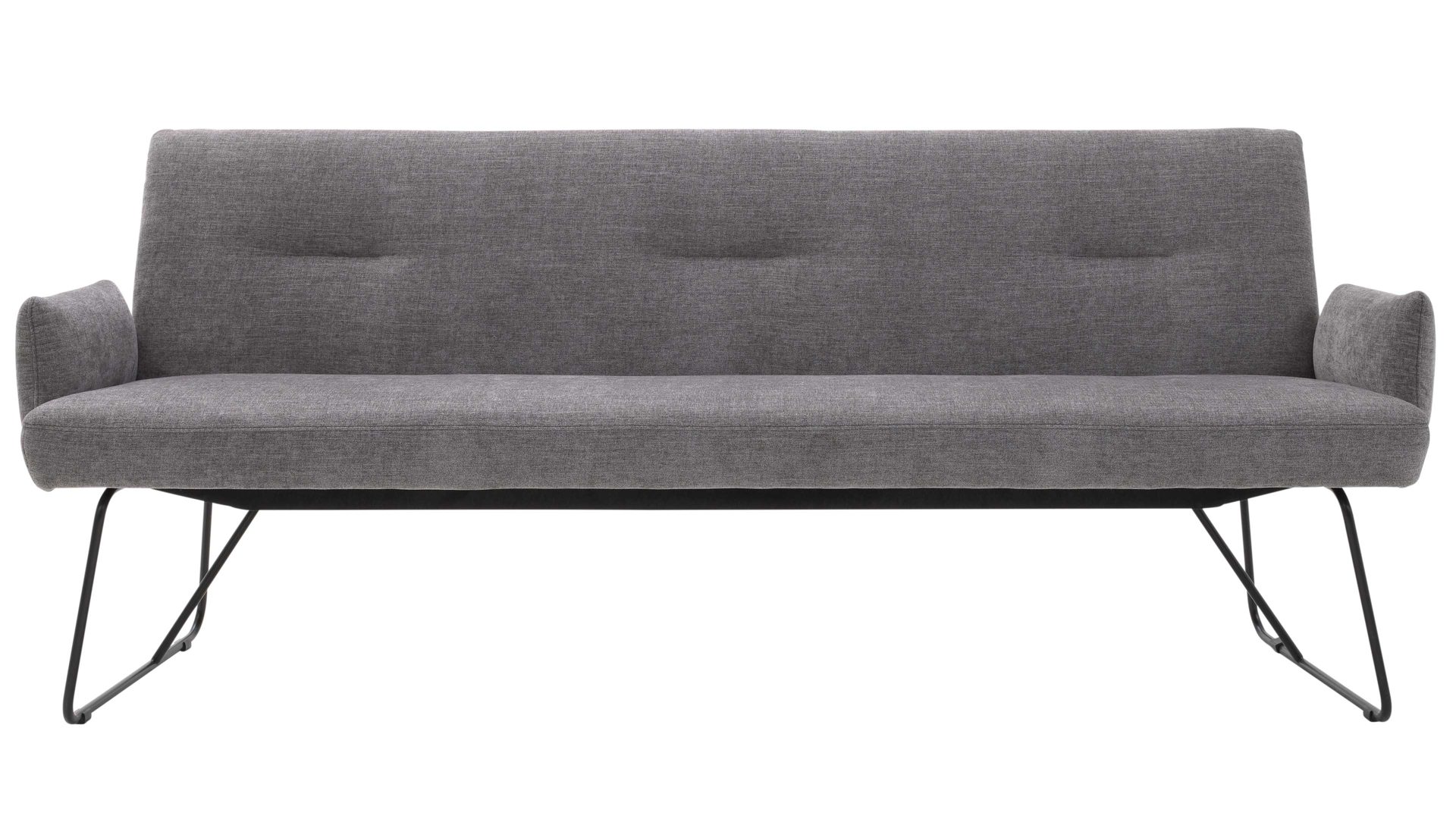 Polsterbank Interliving aus Stoff in Grau Interliving Esszimmer Serie 5504 - Polsterbank grauer Bezug Concrete DCT 99 & schwarzes Kufengestell S 346 - Länge ca. 206 cm