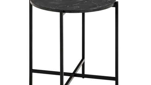 Beistelltisch Actona group aus MDF in Schwarz Beistelltisch Lamoine Schwarz & schwarzes Metallgestell - Durchmesser ca. 40 cm