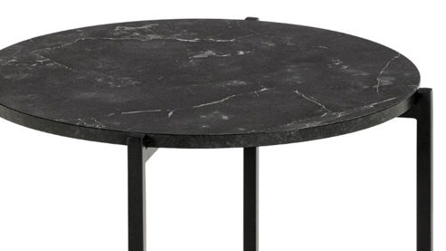Beistelltisch Actona group aus MDF in Schwarz Beistelltisch Lamoine Schwarz & schwarzes Metallgestell - Durchmesser ca. 40 cm