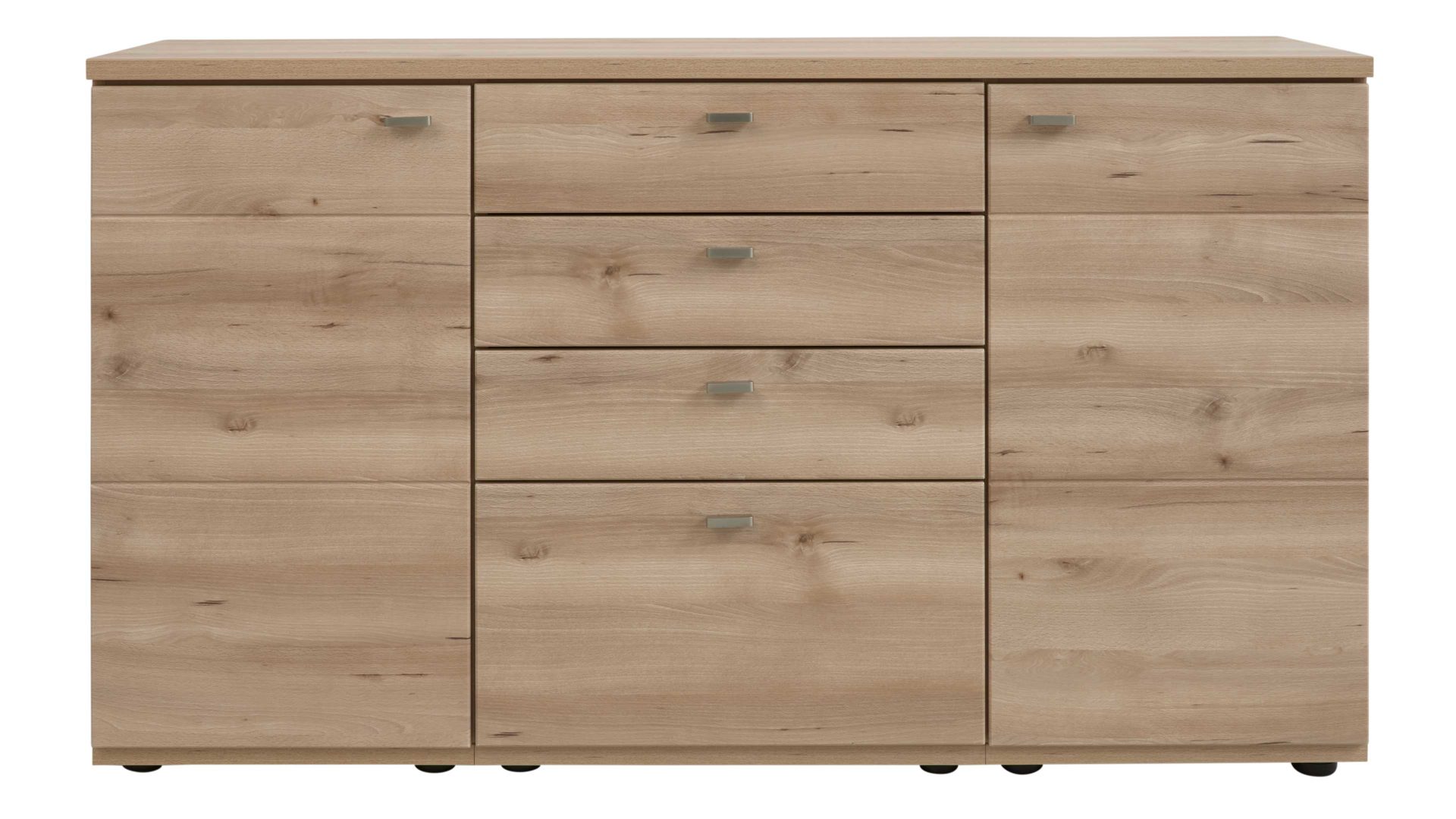 Sideboard Interliving aus Holz in Holzfarben Interliving Wohnzimmer Serie 2110 - Sideboard Naturbuche - zwei Türen, vier Schubladen, Breite ca. 150 cm
