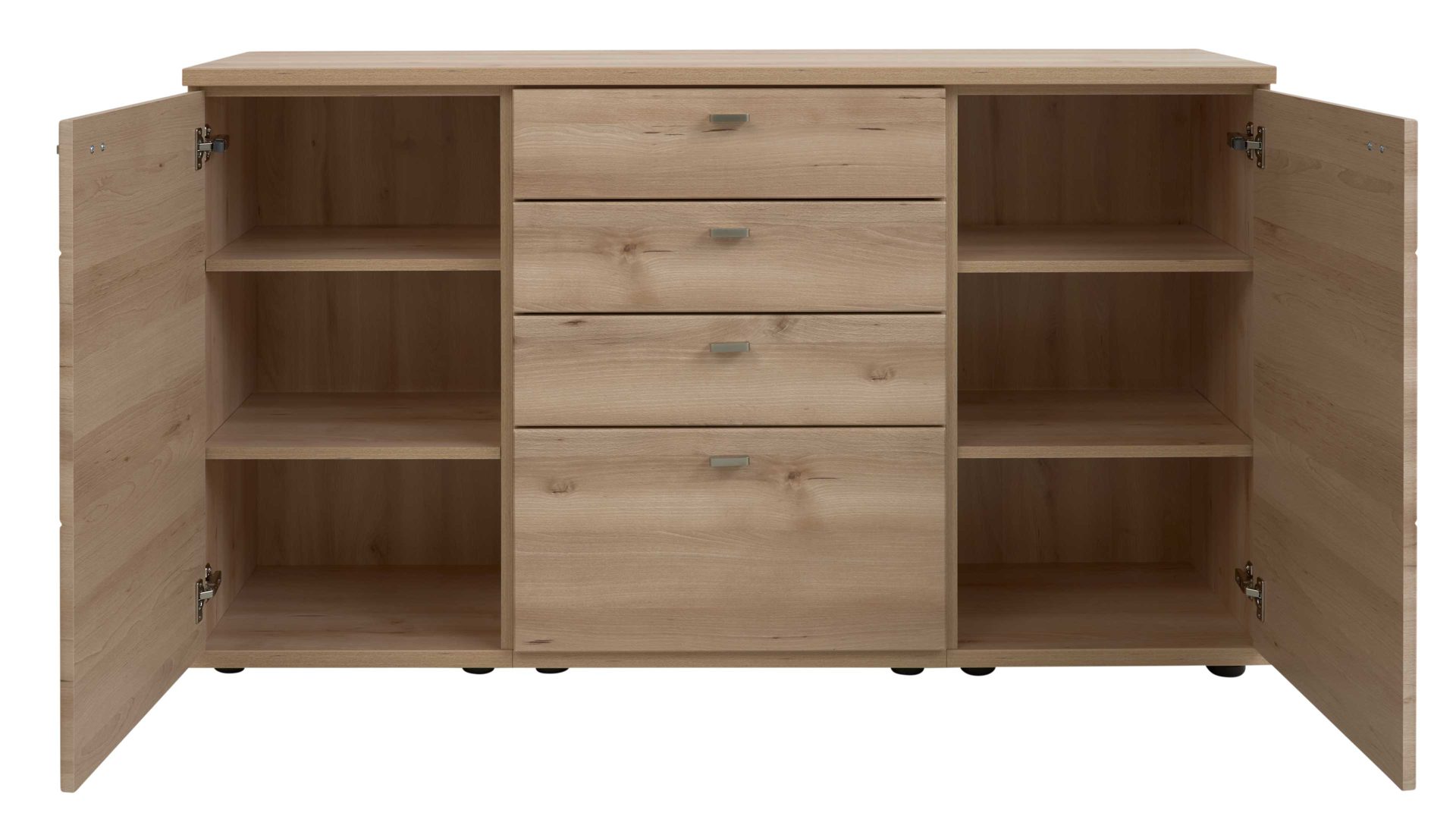 Sideboard Interliving aus Holz in Holzfarben Interliving Wohnzimmer Serie 2110 - Sideboard Naturbuche - zwei Türen, vier Schubladen, Breite ca. 150 cm