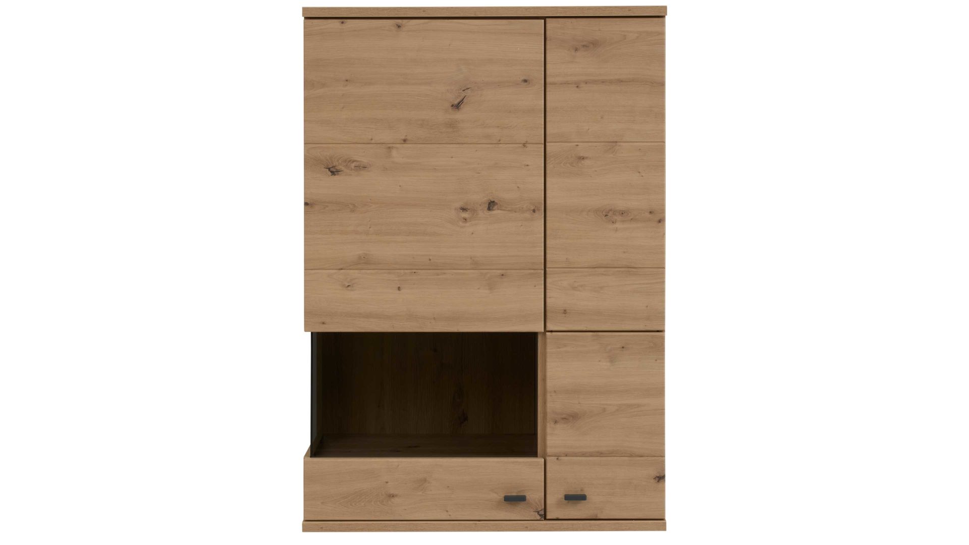 Wohnwand Interliving aus Holz in Holzfarben Interliving Wohnzimmer Serie 2110 - Wohnwand Alteiche - fünfteilig, Breite ca. 345 cm