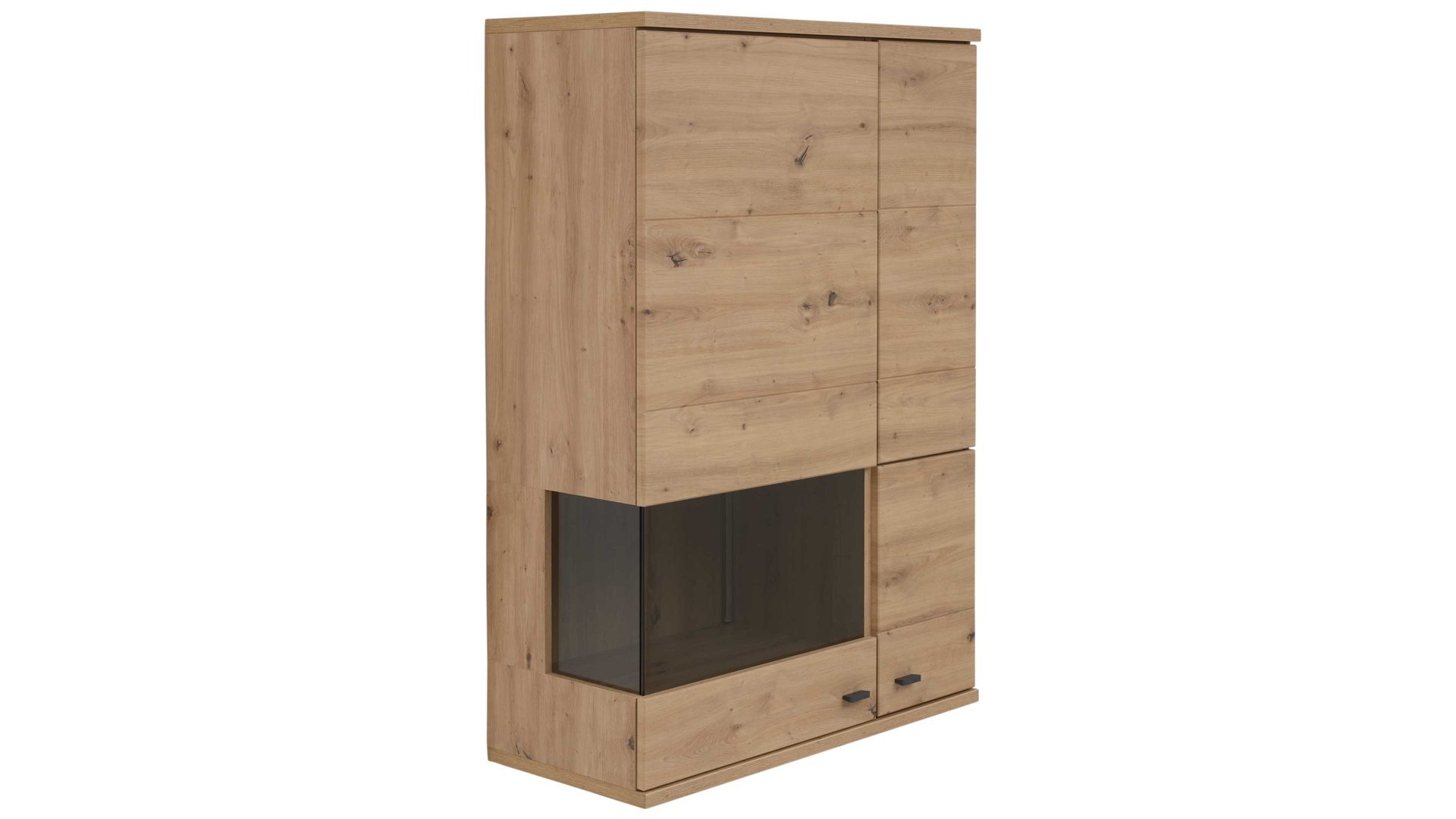 Wohnwand Interliving aus Holz in Holzfarben Interliving Wohnzimmer Serie 2110 - Wohnwand EB34501 Alteiche - fünfteilig, Breite ca. 345 cm