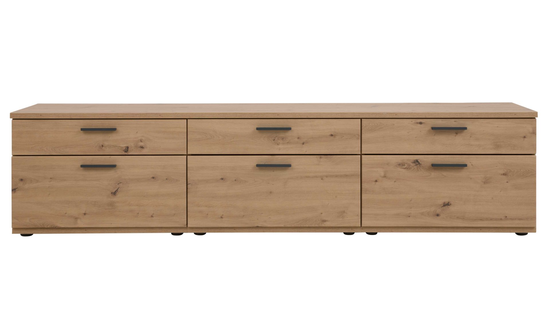 Wohnwand Interliving aus Holz in Holzfarben Interliving Wohnzimmer Serie 2110 - Wohnwand Alteiche - fünfteilig, Breite ca. 345 cm
