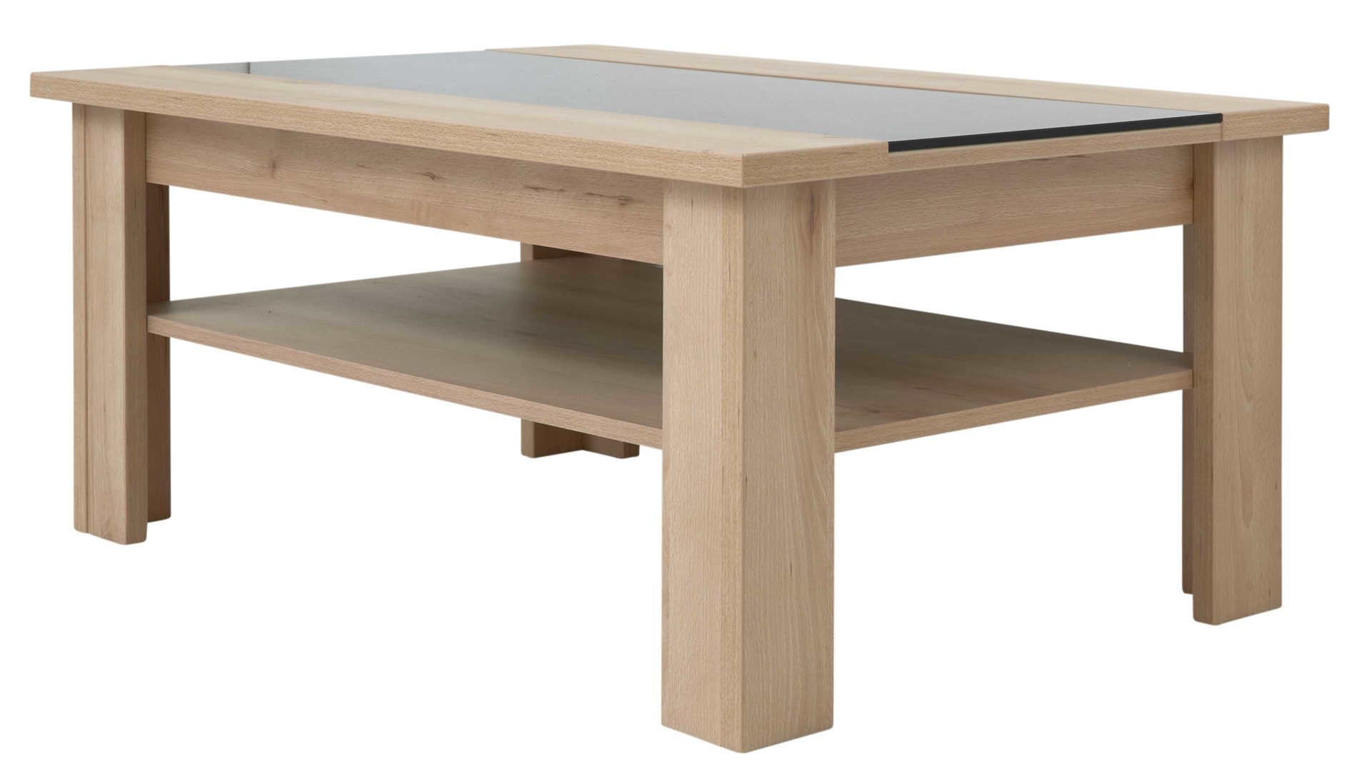 Couchtisch Interliving aus Holz in Grau Interliving Wohnzimmer Serie 2110 - Couchtisch graues Glas & Naturbuche - ca. 105 x 70 cm