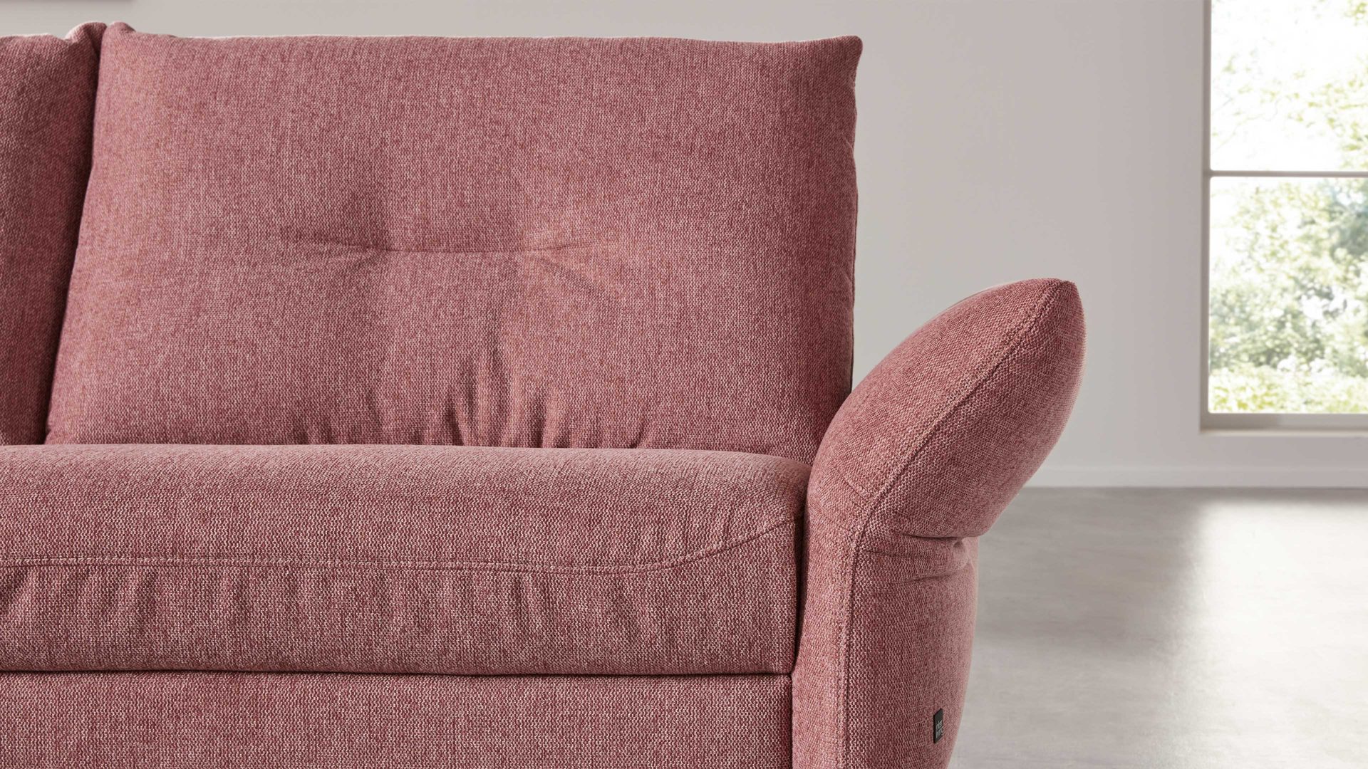 Ecksofa Interliving aus Stoff in Pink Interliving Sofa Serie 4400 - Ecksofa pastellvioletter Bezug GCP 8 - Stellfläche ca. 167 x 296 cm