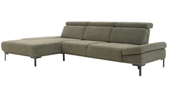 Ecksofa Interliving aus Stoff in Dunkelgrün Interliving Sofa Serie 4254 – Ecksofa jagdgrüner Bezug Mito 156 – Stellfläche ca. 185 x 300 cm