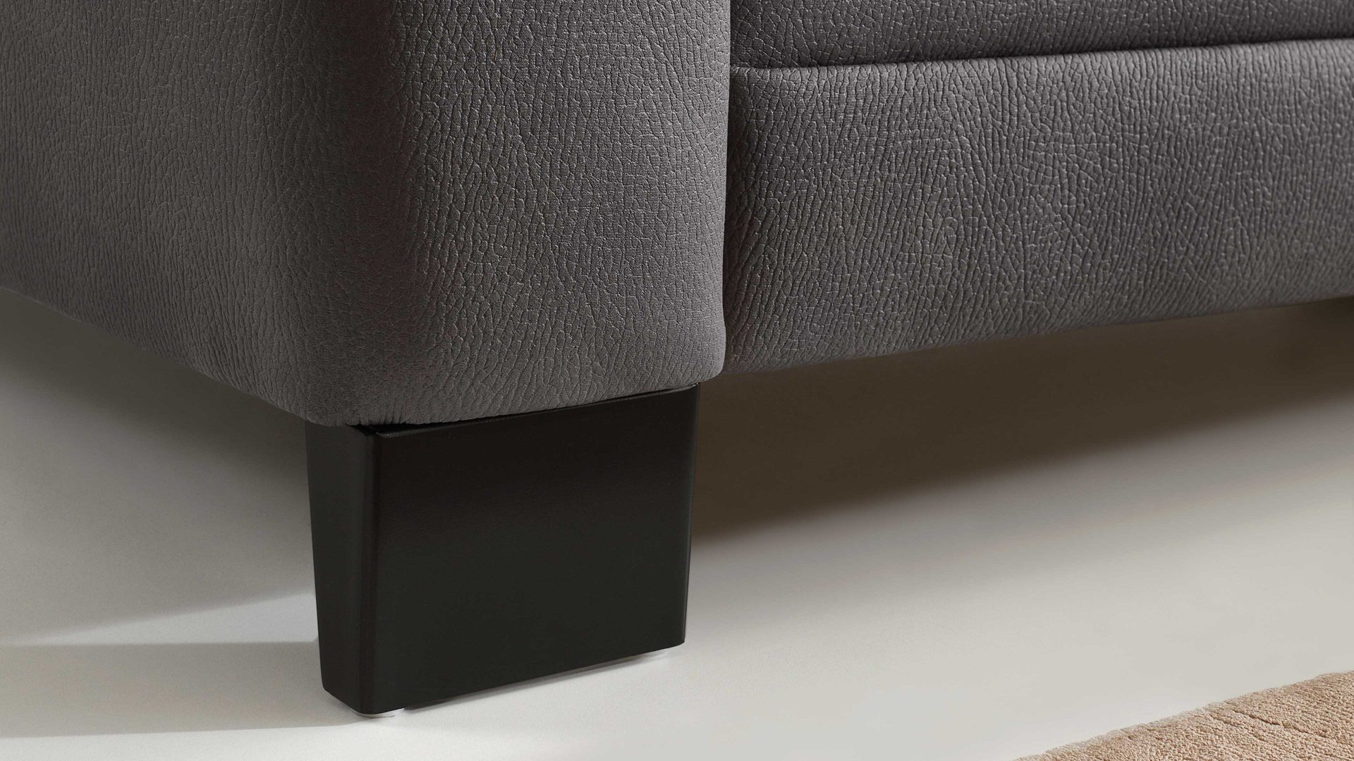 Ecksofa modulmaster aus Stoff in Grau Modulmaster MM-PP1133 - Ecksofa graue Mikrofaser Mammut & schwarze Metallfüße - Stellfläche ca. 254 x 212 cm