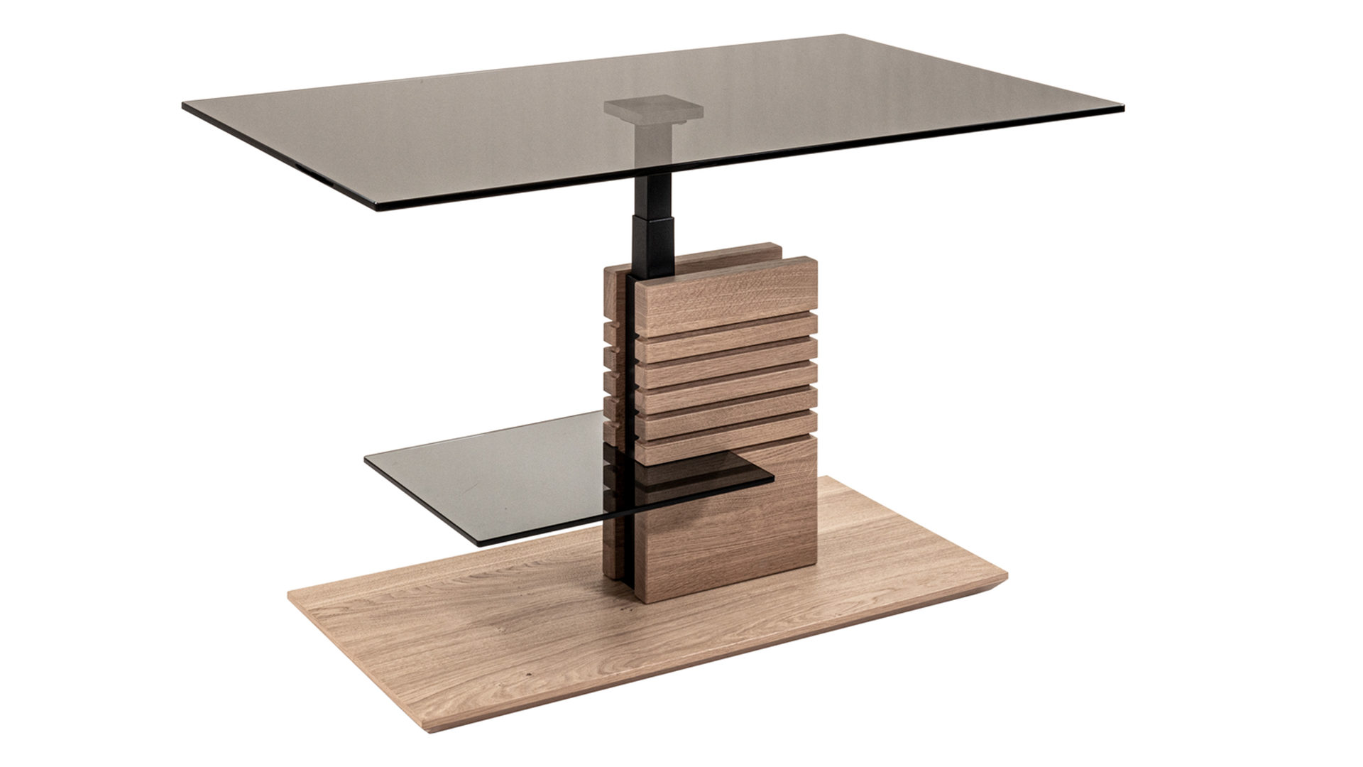 Couchtisch Vierhaus aus Glas in Grau vierhaus Couchtisch 5655-GPA-EBI graues Parsolglas & Wildeiche bianco - ca. 100 x 60 cm