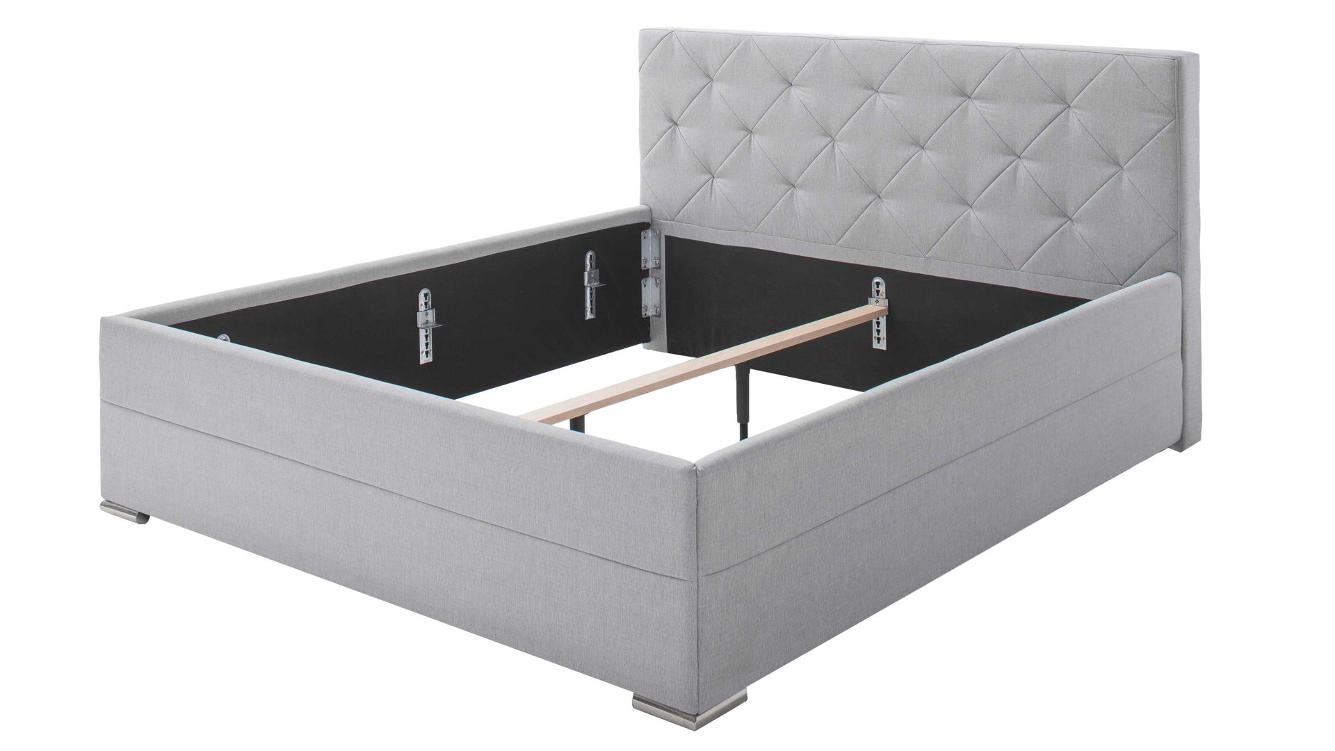 Polsterbett Meise.möbel aus Stoff in Hellgrau Polsterbettgestell Chicago hellgrauer Bezug Porto 31 & Metallfüße - Liegefläche ca. 180 x 200 cm