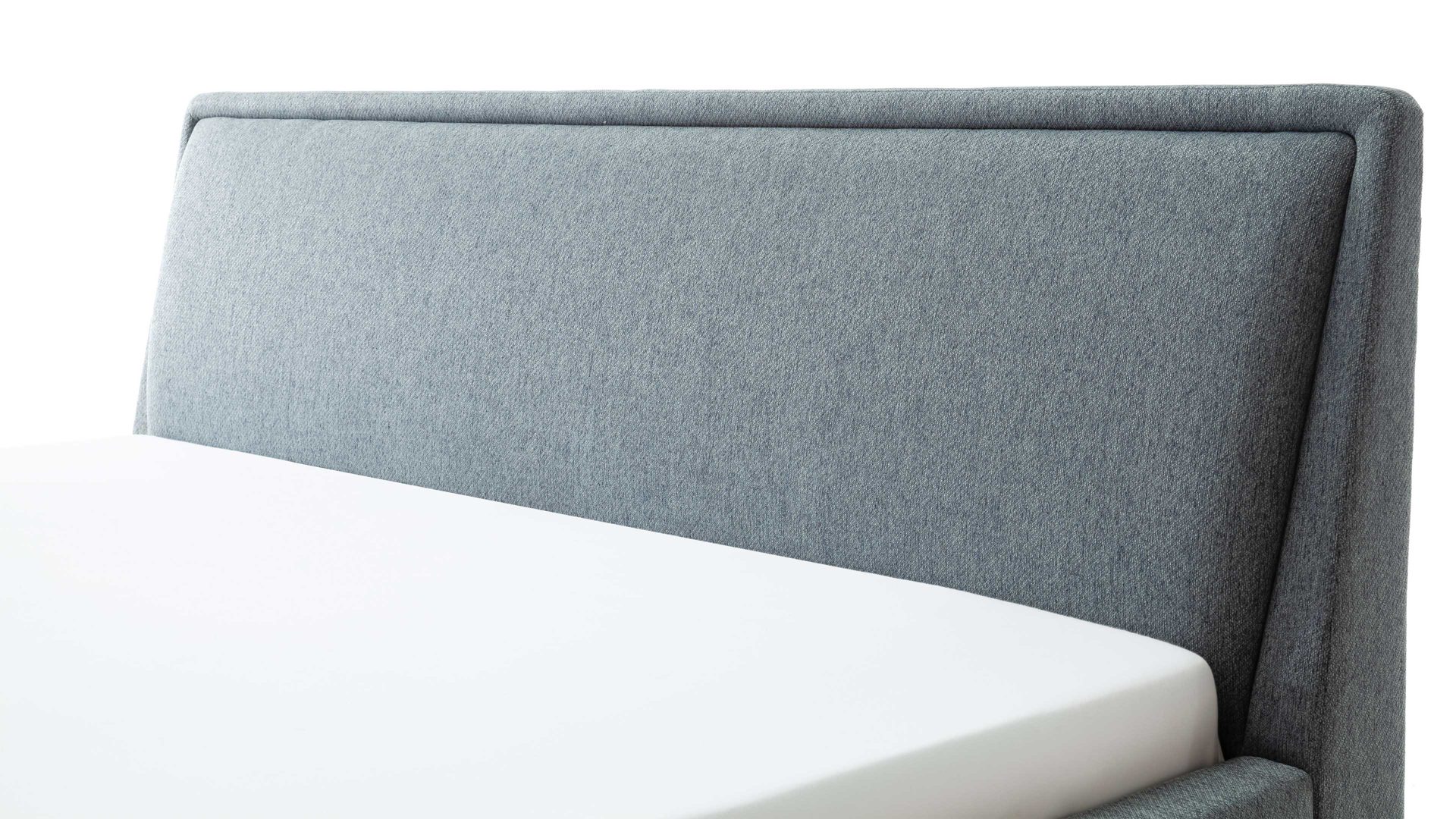 Bettgestell Meise.möbel aus Stoff in Blau Polsterbettgestell Frieda oceanfarbener Bezug Stelar 39 & schwarze Holzfüße - Liegefläche ca. 160 x 200 cm