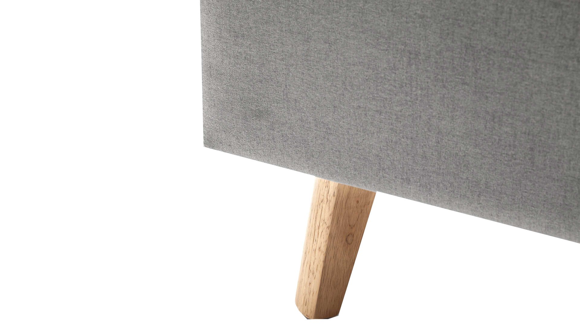 Bettgestell Meise.möbel aus Stoff in Hellgrau Polsterbettgestell Frieda hellgrauer Bezug Sawana 21 & eichefarbene Holzfüße - Liegefläche ca. 180 x 200 cm