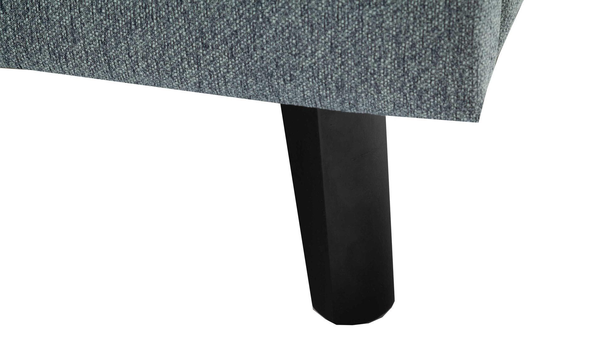 Bettgestell Meise.möbel aus Stoff in Blau Polsterbettgestell Frieda oceanfarbener Bezug Stelar 39 & schwarze Holzfüße - Liegefläche ca. 180 x 200 cm