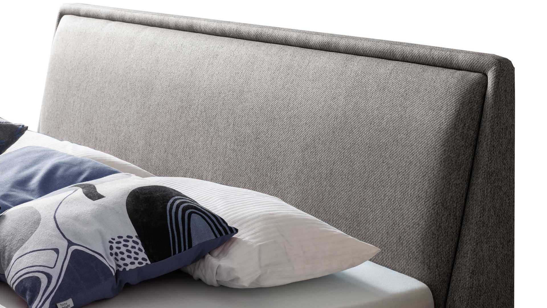 Bettgestell Meise.möbel aus Stoff in Grau Polsterbettgestell Frieda grauer Bezug Stelar 92 & schwarze Holzfüße - Liegefläche ca. 140 x 200 cm