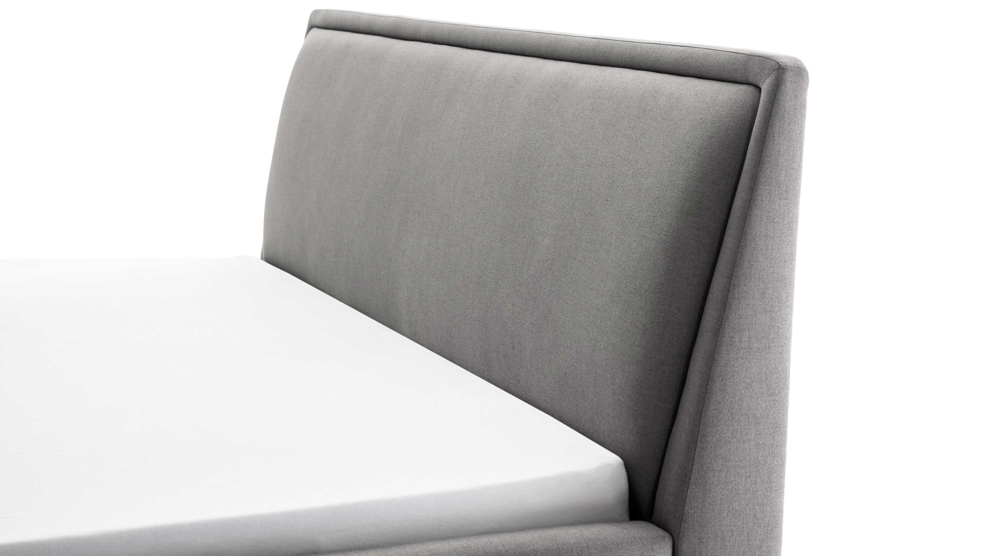 Bettgestell Meise.möbel aus Stoff in Hellgrau Polsterbettgestell Frieda hellgrauer Bezug Sawana 21 & schwarze Holzfüße - Liegefläche ca. 180 x 200 cm