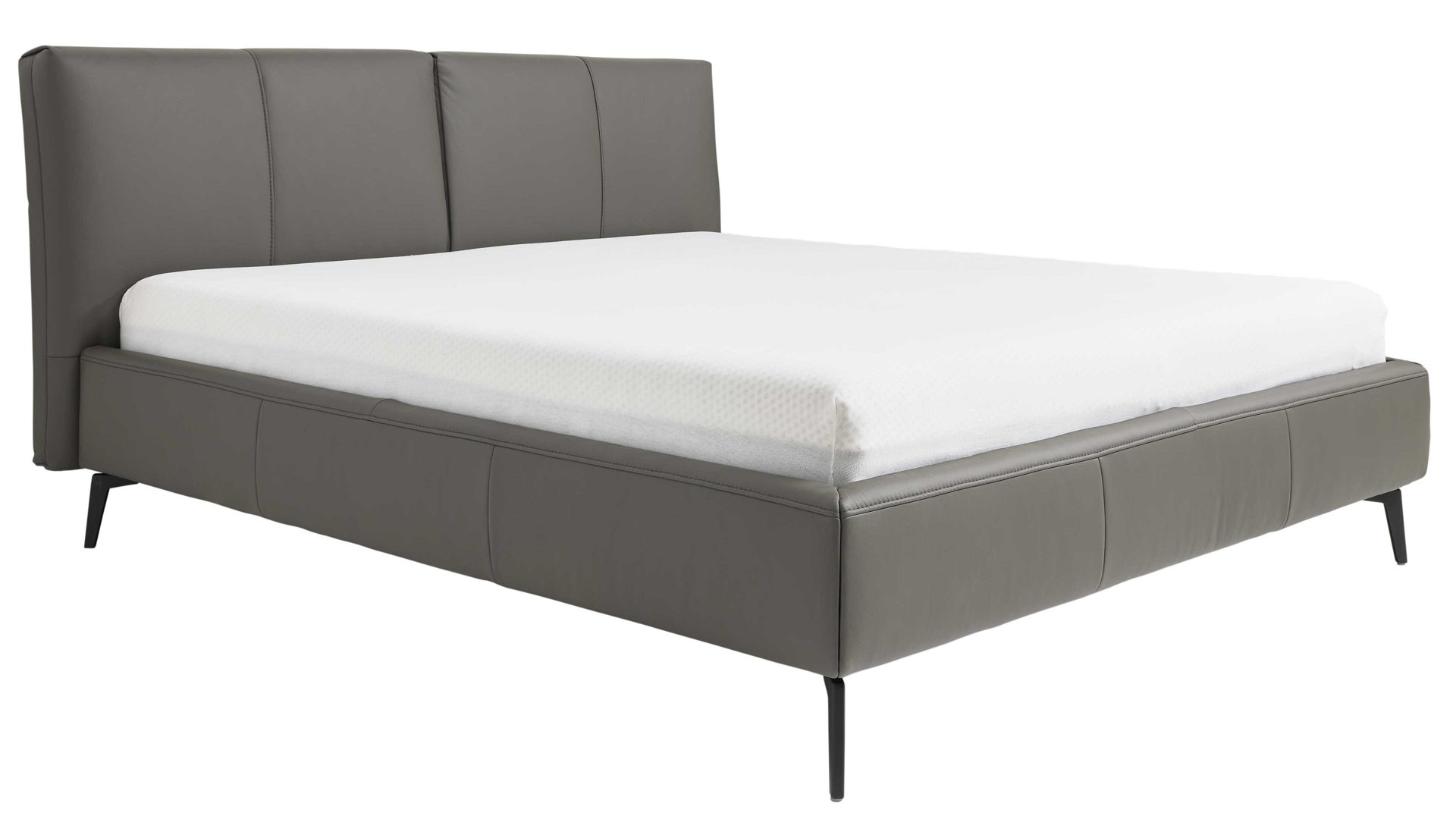 Bettgestell Interliving aus Leder in Grau Interliving Bettensystem Serie 1416 - Polsterbettgestell graues Leder Torro - Liegefläche ca. 180 x 200 cm