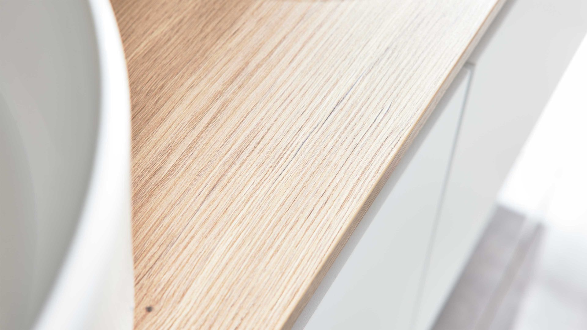 Badmöbel-Set Interliving aus Holz in Weiß Interliving Bad Serie 7332 - Badmöbel-Set Alpinweiß & Eiche Sierra