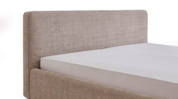 Bettgestell Meise.möbel aus Stoff in Beige Polsterbettgestell Mattis beigefarbener Chenille Bezug Yunus 3 & Holzfüße - Liegefläche ca. 180 x 200 cm