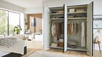 Kleiderschrank Interliving aus Holz in Dunkelgrau Interliving Kleiderschrank Serie 1207 – Kleiderschrank Manhattan - vier Türen, Breite ca. 200 cm