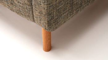 Polsterbett Meise.möbel aus Stoff in Braun Polsterbettgestell Mila mit Bettkasten, gestepptes Kopfteil brauner Struktur Bezug Building 801 & Holzfüße - Liegefläche ca. 180 x 200 cm