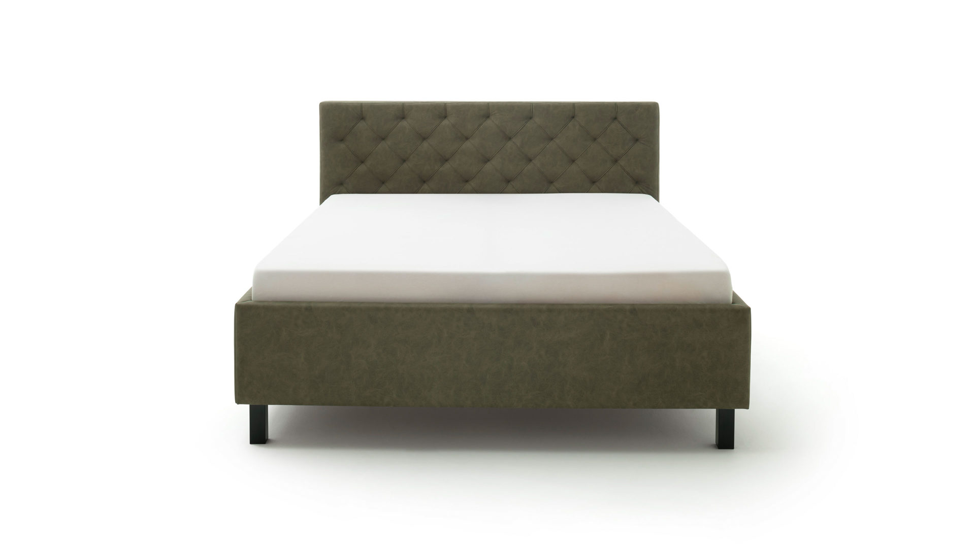 Polsterbett Meise.möbel aus Stoff in Grün Polsterbett San Remo mit Bettkasten grüner Bezug Bulus 17 & schwarze Holzfüße - Liegefläche ca. 180 x 200 cm
