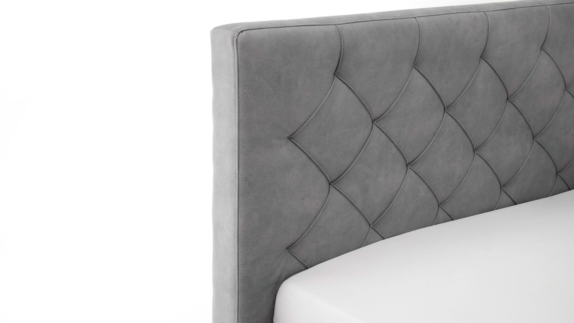 Polsterbett Meise.möbel aus Stoff in Hellgrau Polsterbett San Remo mit Bettkasten hellgrauer Bezug Bulus 32 & schwarze Holzfüße - Liegefläche ca. 180 x 200 cm