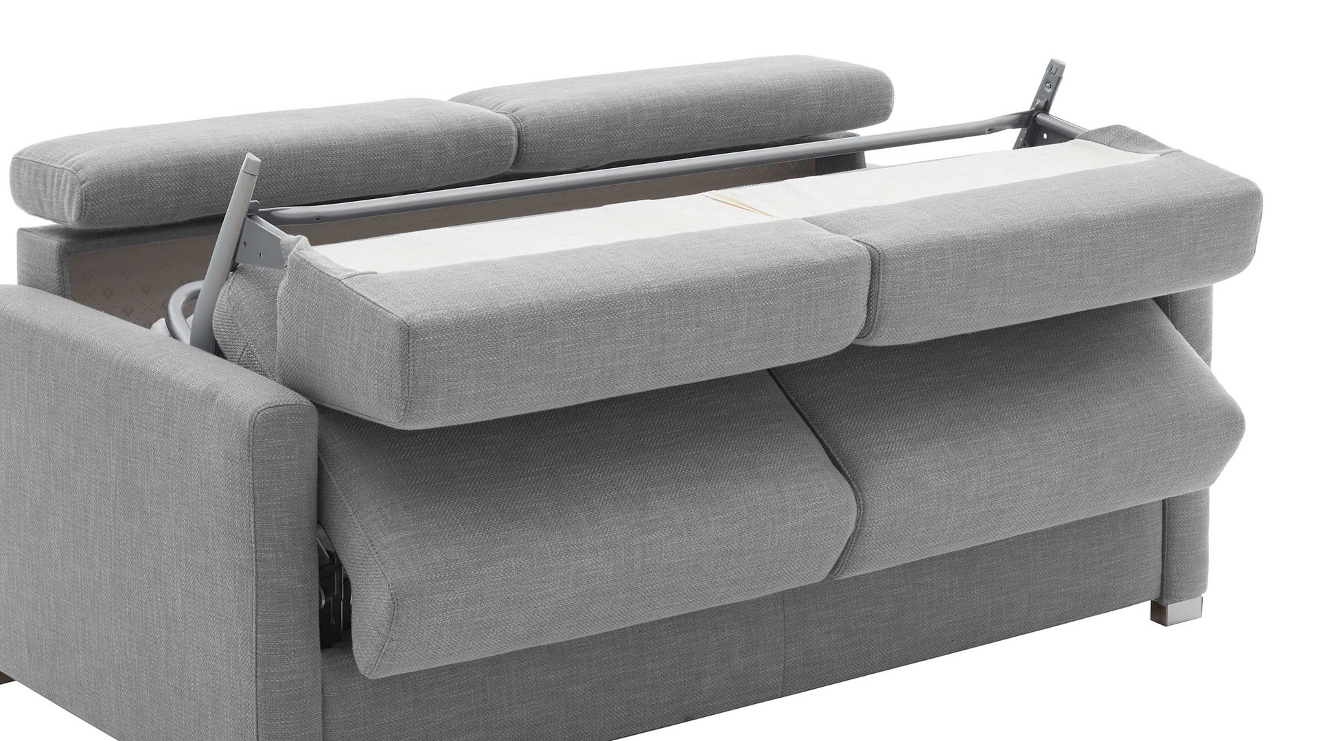 Schlafsofa comfortmaster besser sitzen, liegen, leben aus Stoff in Grau Comfortmaster Schlafsofa Maverick grauer Stoffbezug 55-6533 & Chromfüße - Breite ca. 160 cm